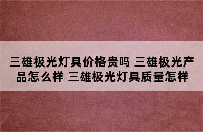 三雄极光灯具价格贵吗 三雄极光产品怎么样 三雄极光灯具质量怎样